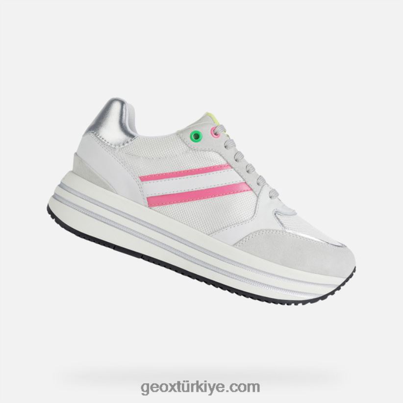 kency kadın beyaz/flüo fuşya Geox B60TP6398