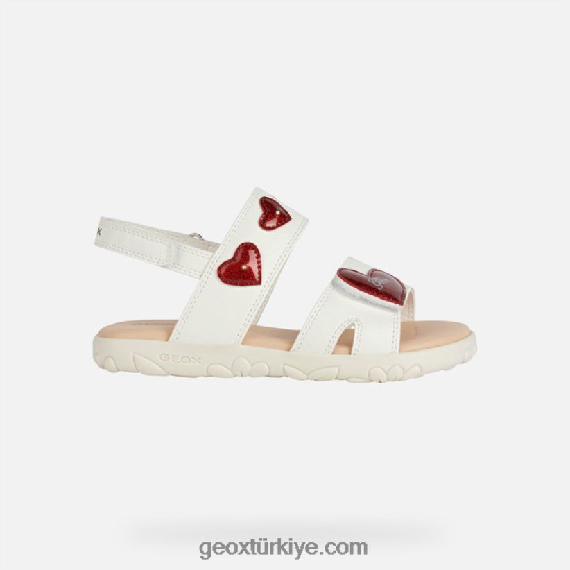 sandalet haiti kızı Beyaz kırmızı Geox B60TP61880