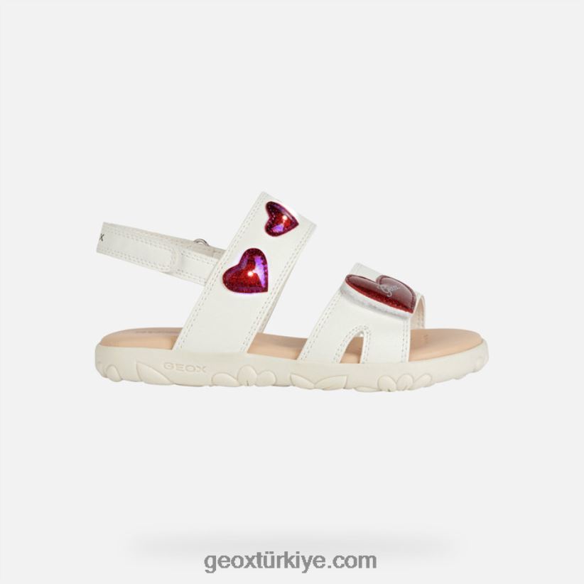 sandalet haiti kızı Beyaz kırmızı Geox B60TP61880