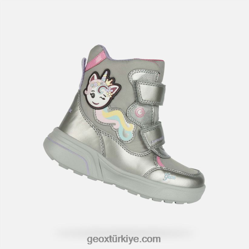 sveggen abx kız koyu gümüş/fuşya Geox B60TP61186