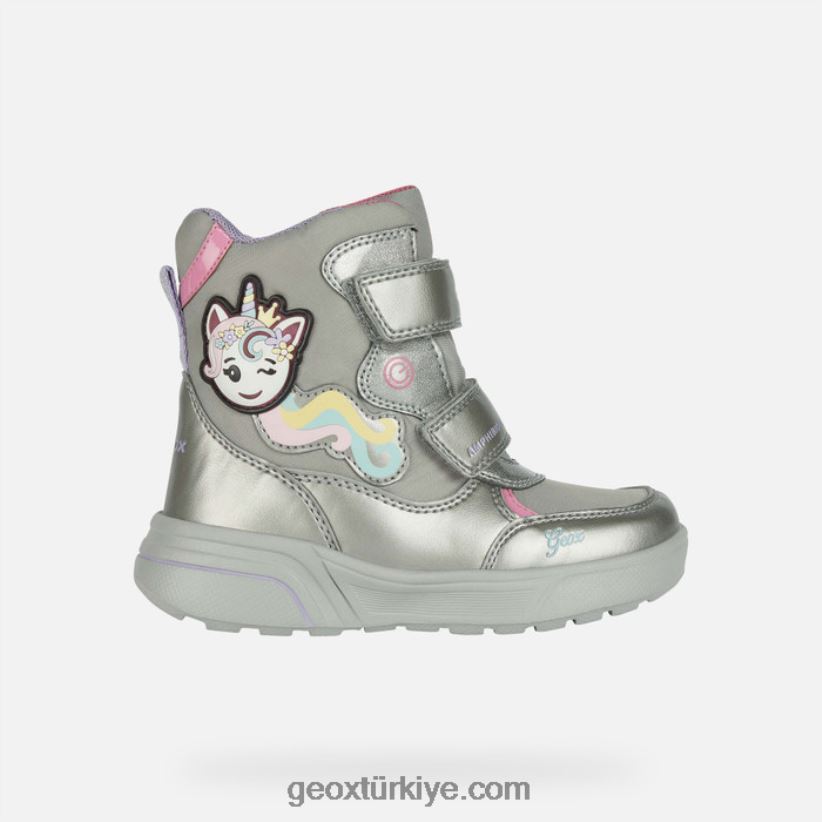 sveggen abx kız koyu gümüş/fuşya Geox B60TP61186