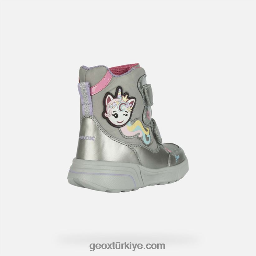 sveggen abx kız koyu gümüş/fuşya Geox B60TP61186
