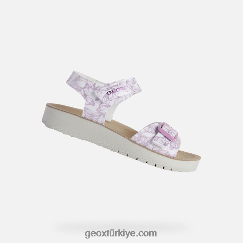 sandal costarei kız beyaz/pembe Geox B60TP61940