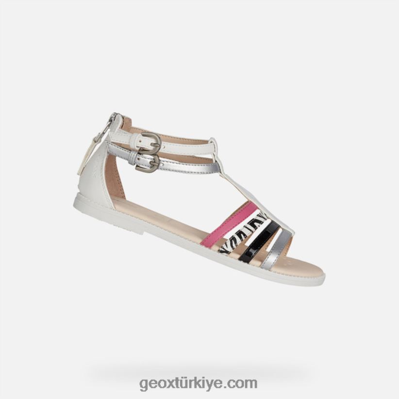 sandal karly kız beyaz/gümüş/siyah Geox B60TP61143