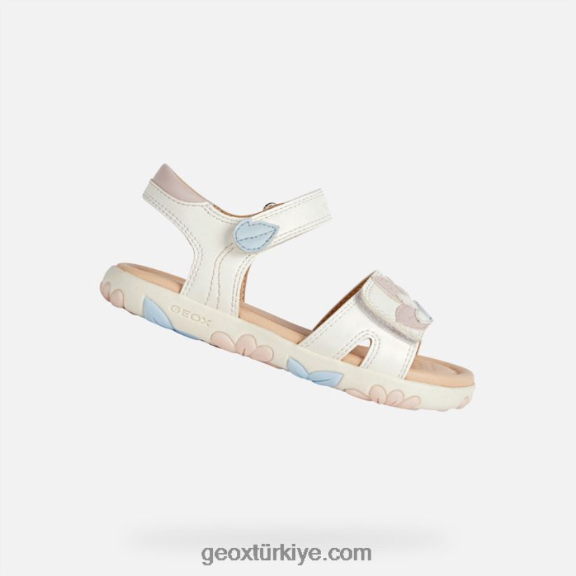 sandalet haiti kızı beyaz/açık gül Geox B60TP61088