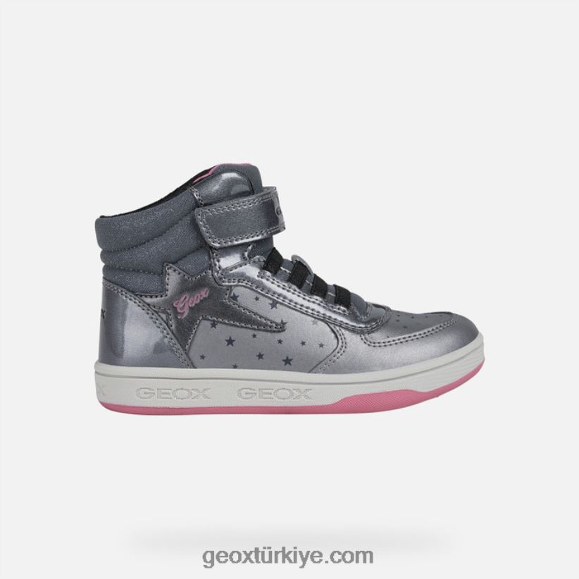 malt kız koyu gümüş/fuşya Geox B60TP61157