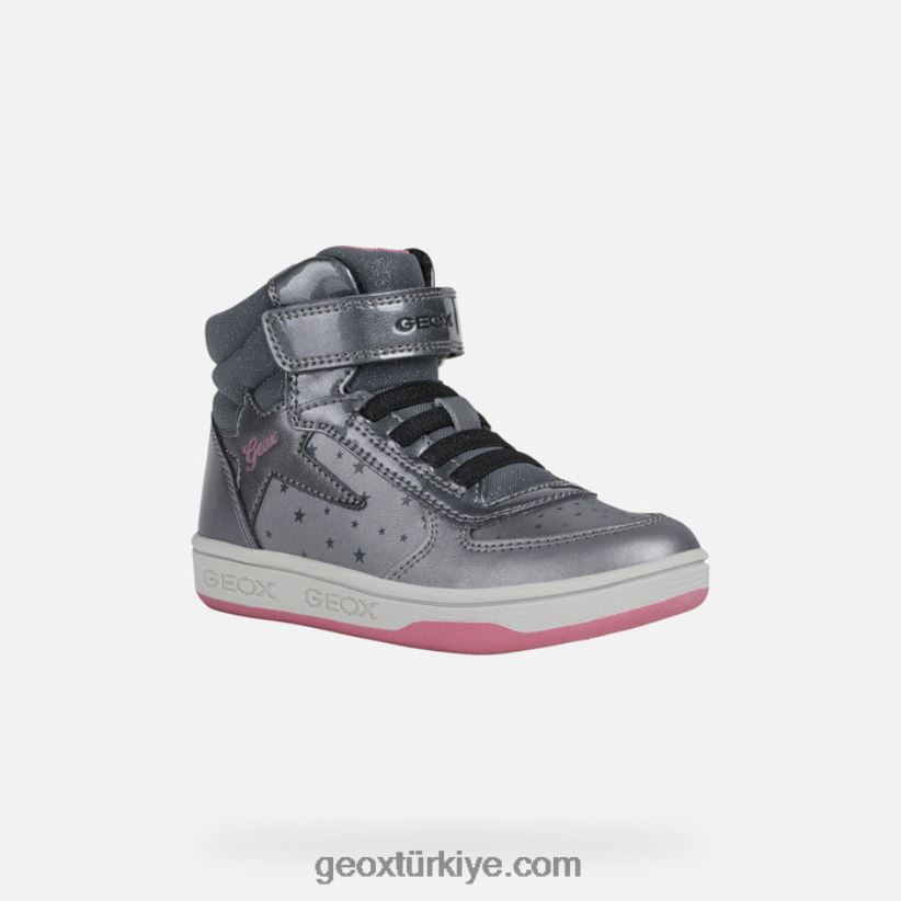 malt kız koyu gümüş/fuşya Geox B60TP61157